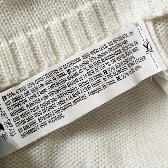 English Factory White Floral Appliqué Accented Sweater Size Large - Picture 6 of 9